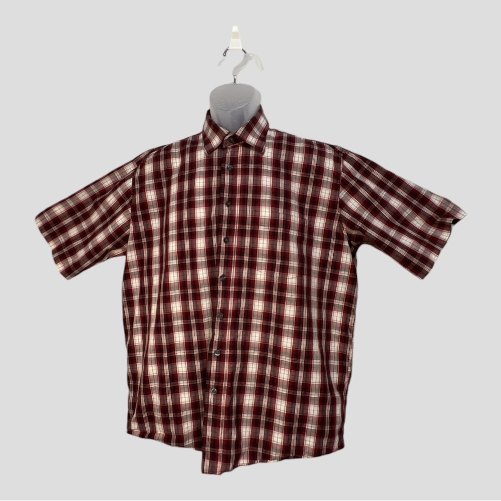 Carmargue Plaid Short Sleeve Button Down Men’s Large Shirt 100% Cotton